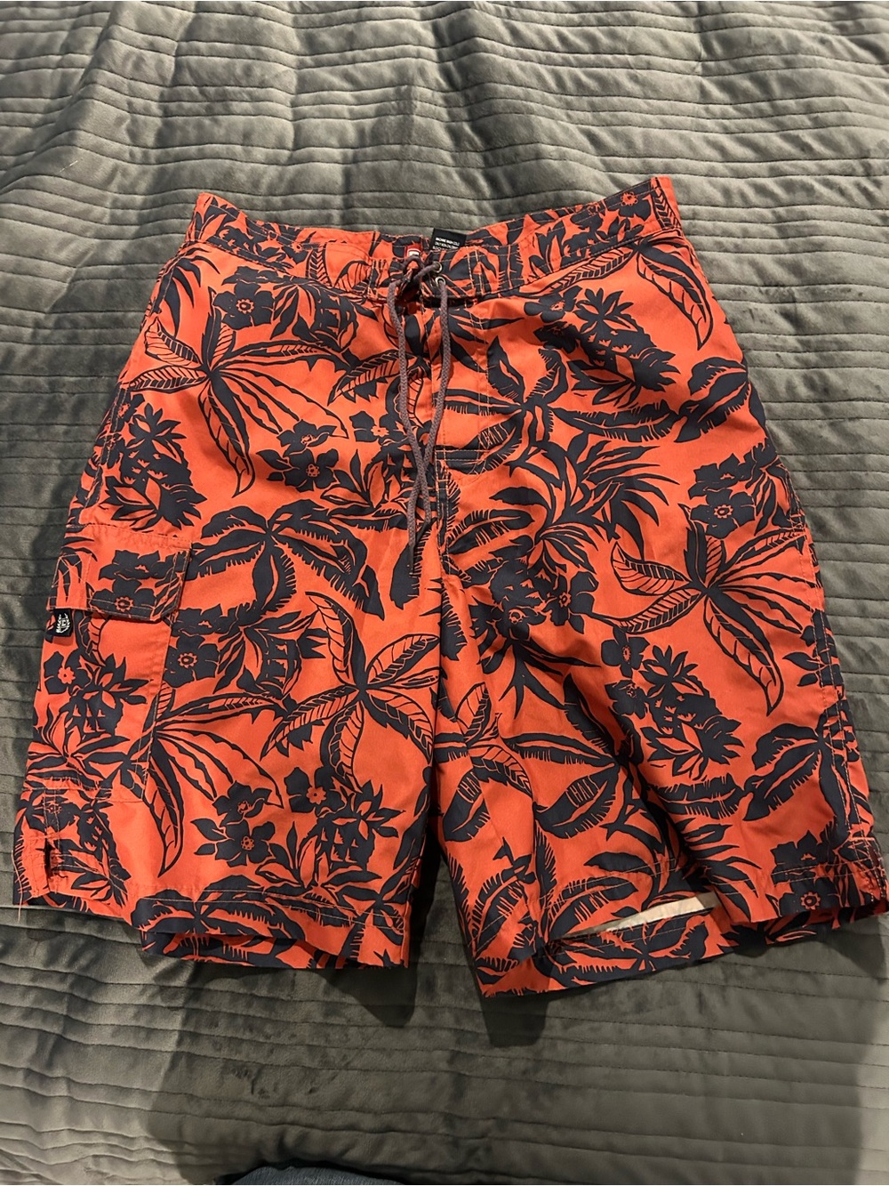 Chaps Coral and Navy Floral Swim Shorts